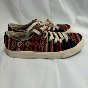 Inkkas Vibrant Colorful Striped Bobo Lace Up Sneakers Women’s Size 5